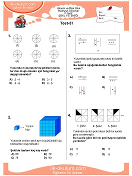 1. sınıf Bilsem Genel Yetenek Testileri